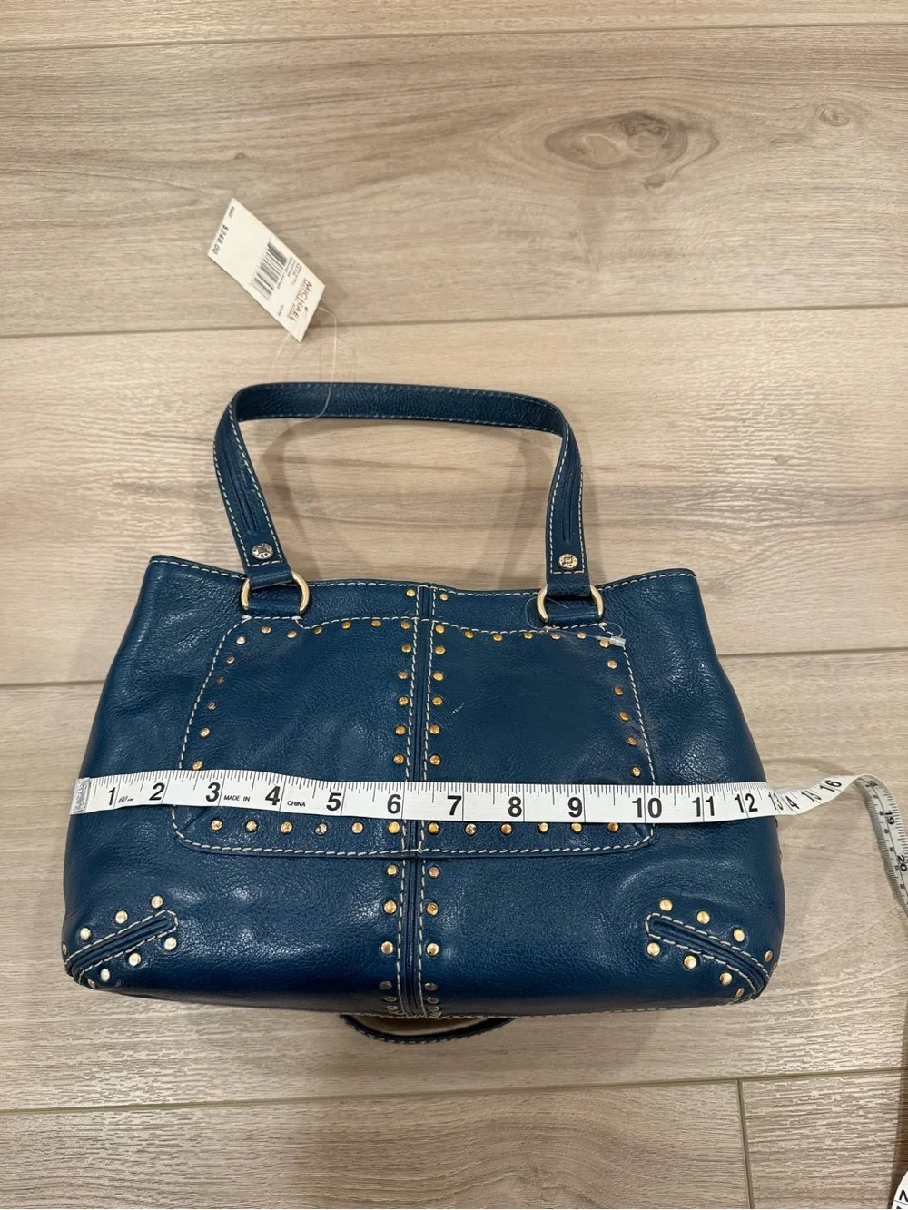 MICHAEL Michael Kors Teal Leather Shoulder Bag with Silver Studs 90s VTG $248